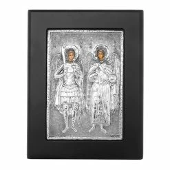 Clarte Icon - Angels Michel & Gabriel In Black Frame 11x13cm