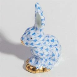 Herend - Sitting Rabbit Miniature Ornament Blue