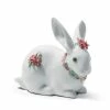 Lladro - Attentive Bunny Figurine W/Red Carnations