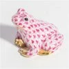 Herend - Sitting Frog Miniature Ornament Raspberry