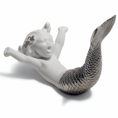 Lladro - Waking Up At Sea Mermaid W/Shiny Tail Figurine