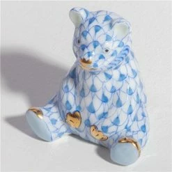 Herend - Baby Bear Sitting Ornament Miniature Blue