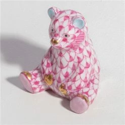 Herend - Baby Bear Sitting Ornament Miniature Raspberry
