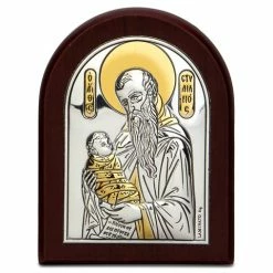 Clarte Icon - Silver Axion St Stylianos With Gold Accents