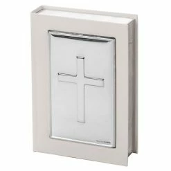 Whitehill - Leather Bible With Sterling Silver Cross Cream
