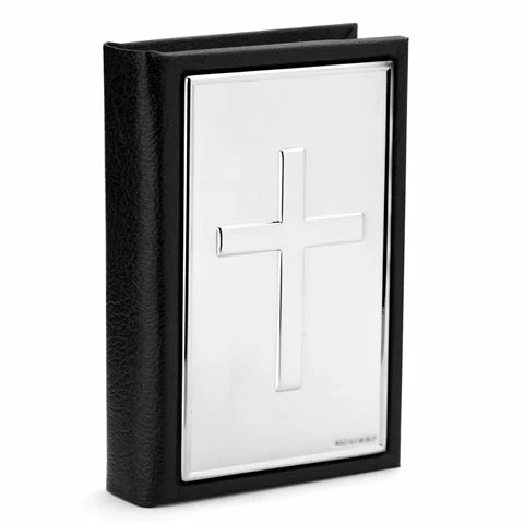 Whitehill - Black Leather Bible With Sterling Silver Cross